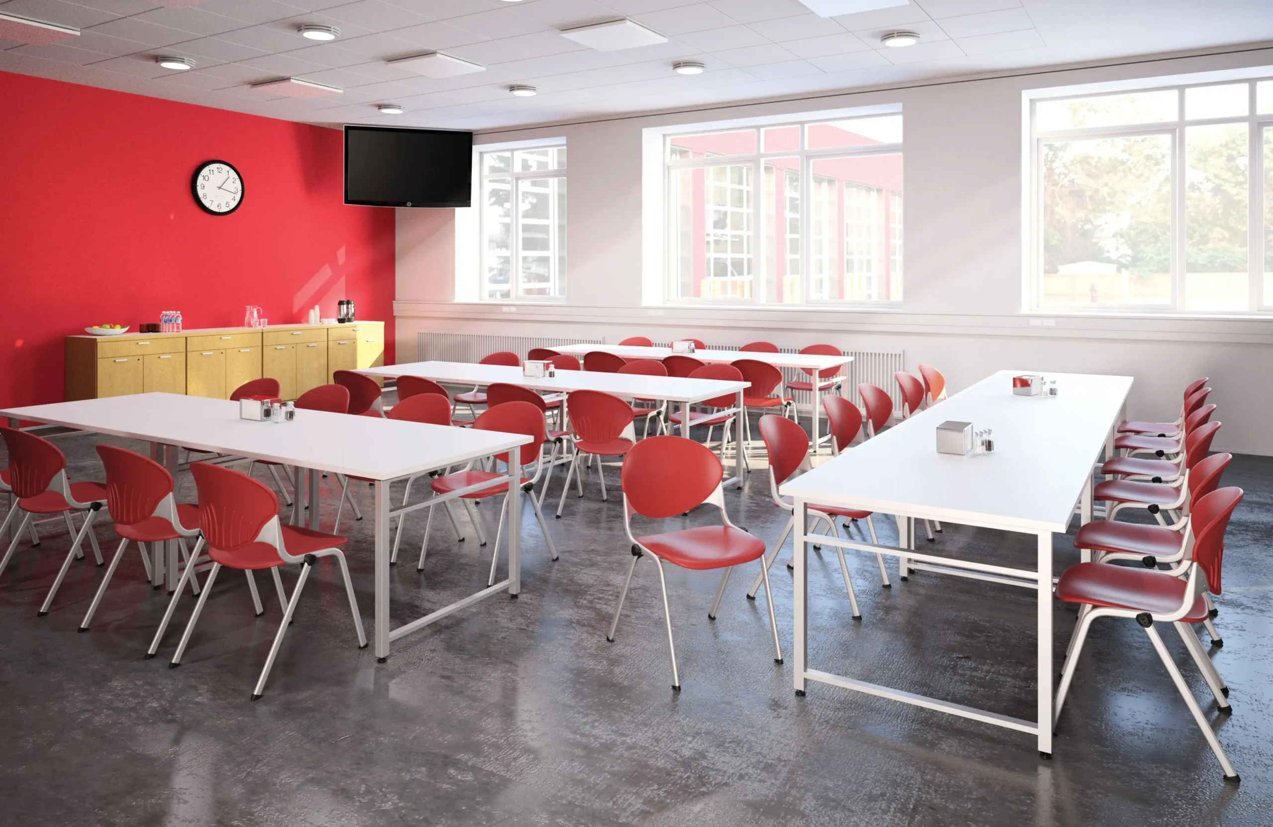 Staff dining areas provide a dedicated place for caregivers to recharge. Durable furniture, efficient layouts, and bright, welcoming finishes create an environment that supports quick breaks as well as moments of social connection during busy shifts.
