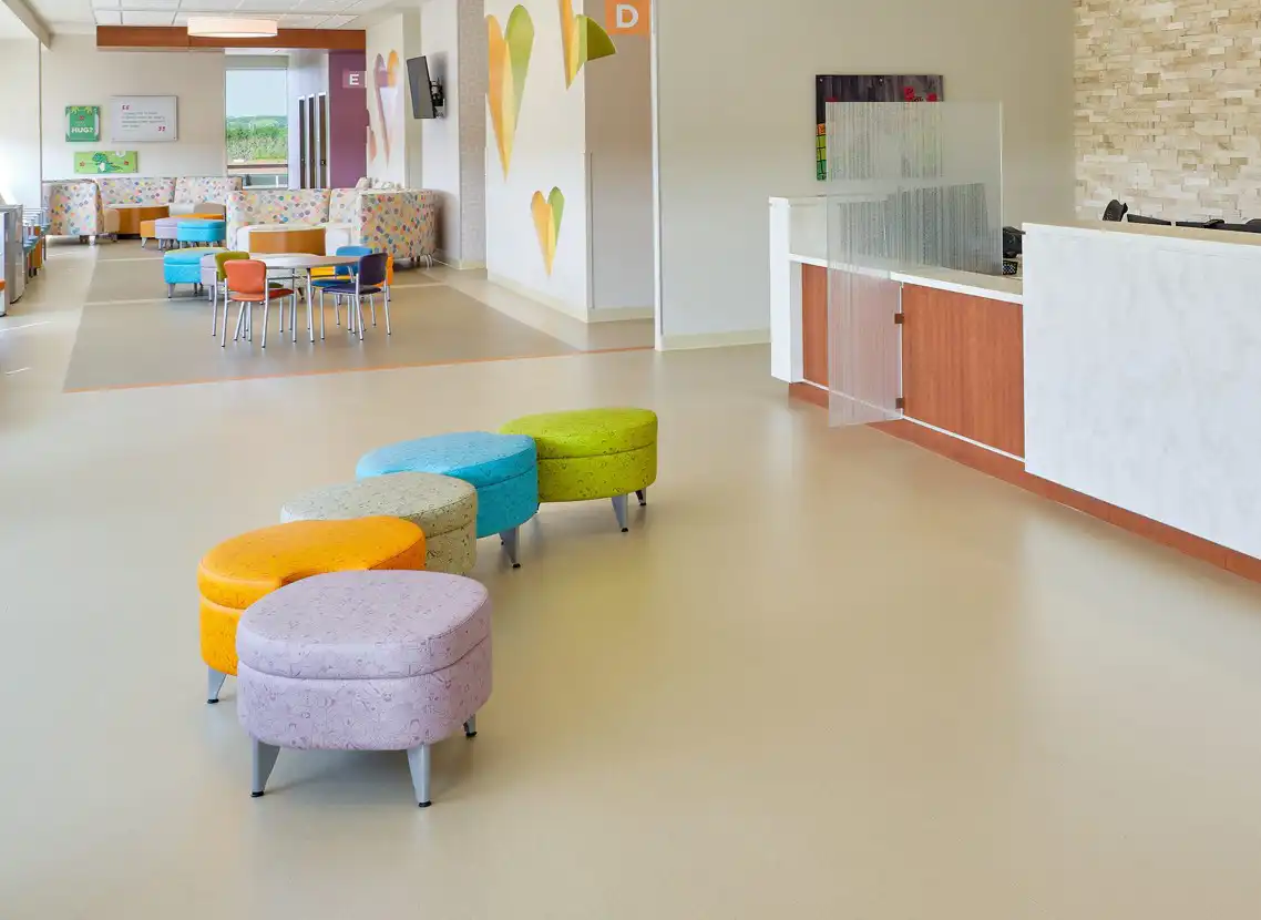 A playful, themed waiting area helps reduce anxiety for young patients, creating a welcoming environment that supports comfort, distraction, and a positive healthcare experience.