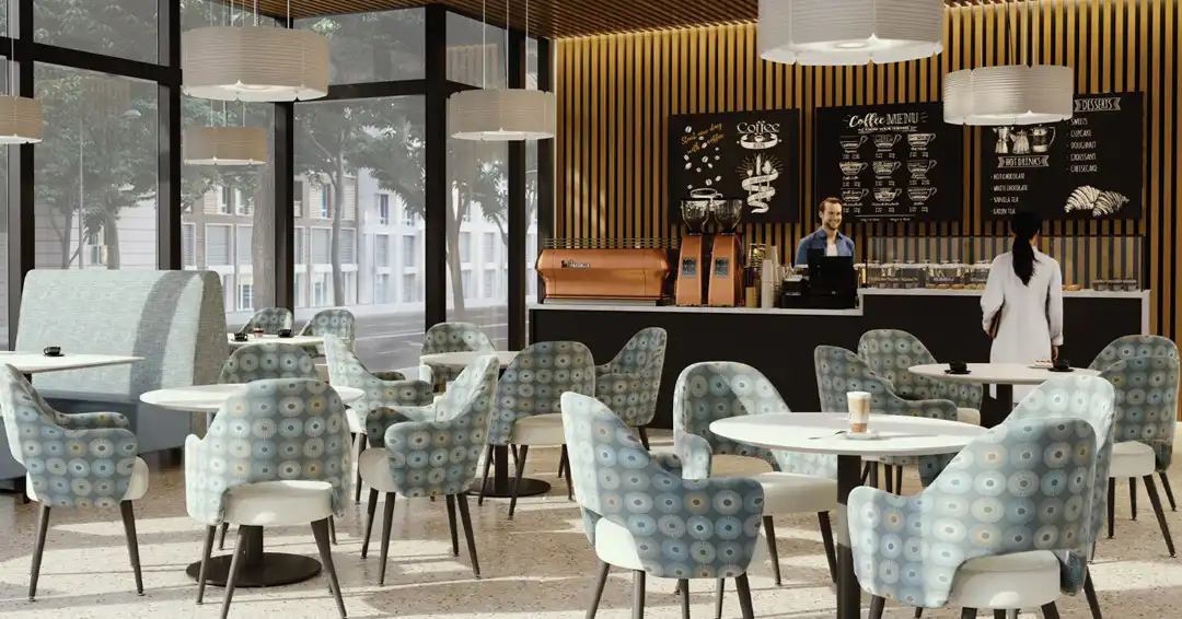 Tables for four and adjacent booth seating create inviting spaces for patients, families, and visitors to gather. These layouts offer a balance between connection and privacy while using durable, easy-to-clean finishes that support daily use in healthcare environments.