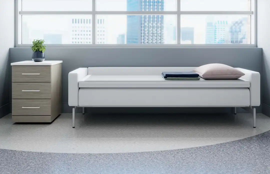Sleeper sofas give family members a comfortable place to rest overnight while staying close to patients. Designed with durable, easy-to-clean materials, they support infection control while creating a welcoming environment that encourages family presence and engagement in the healing process.