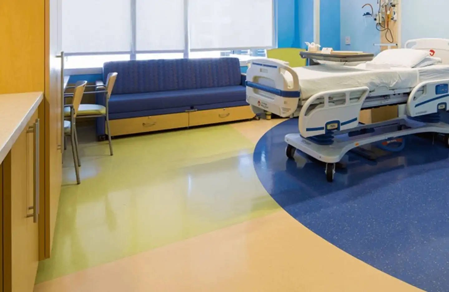 Flooring is more than finish; it’s a frontline in patient safety. Our seamless, bacteriostatic rubber flooring reduces infection risks, supports mobility aids, and lowers staff fatigue. By combining resilience with long-term durability, these surfaces reduce maintenance costs and support compliance in high-acuity environments.